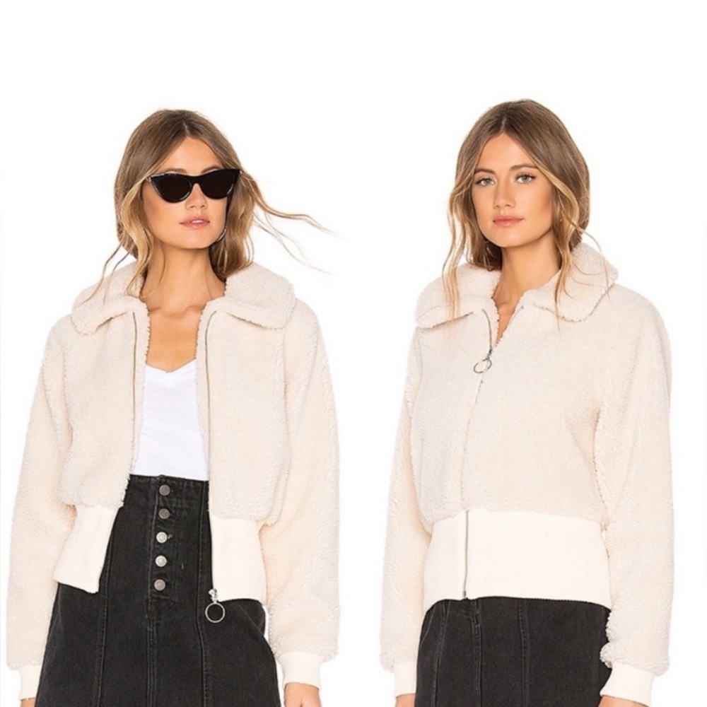 Lovers + Friends Beige Teddy Jacket